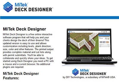 Mitek deck designer tool