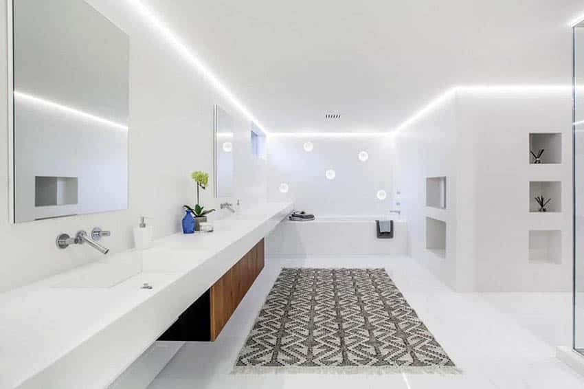 Modern bathroom with solid surface countertop