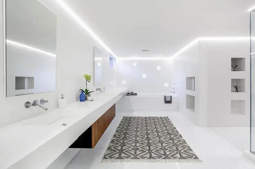 Modern bathroom with solid surface counter