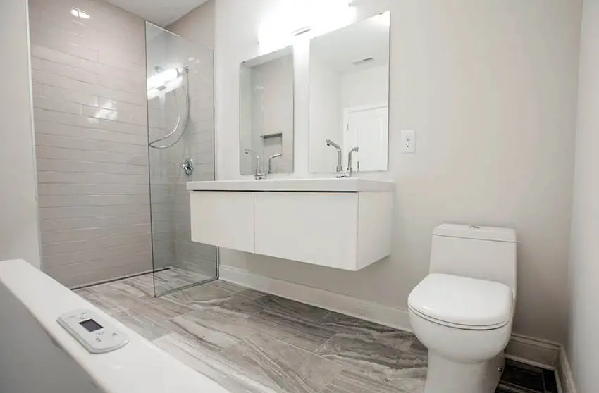 Modern bathroom with white laminate top