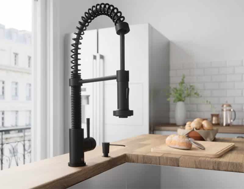 Pull down faucet with single handle design