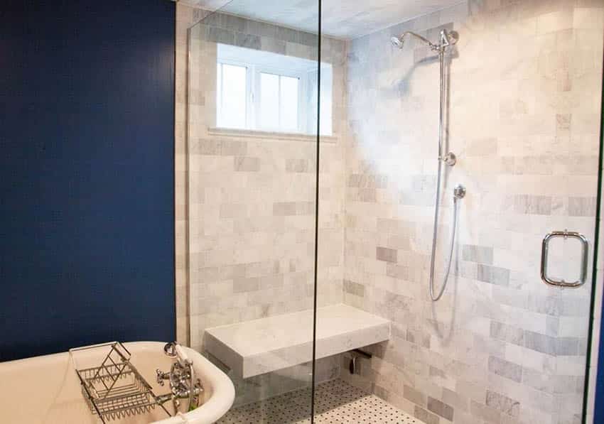 Shower with cultured marble tile