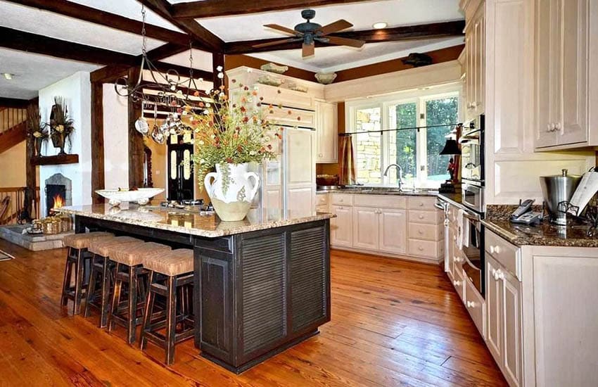 Traditional kitchen with solid cherry hardwood flooring