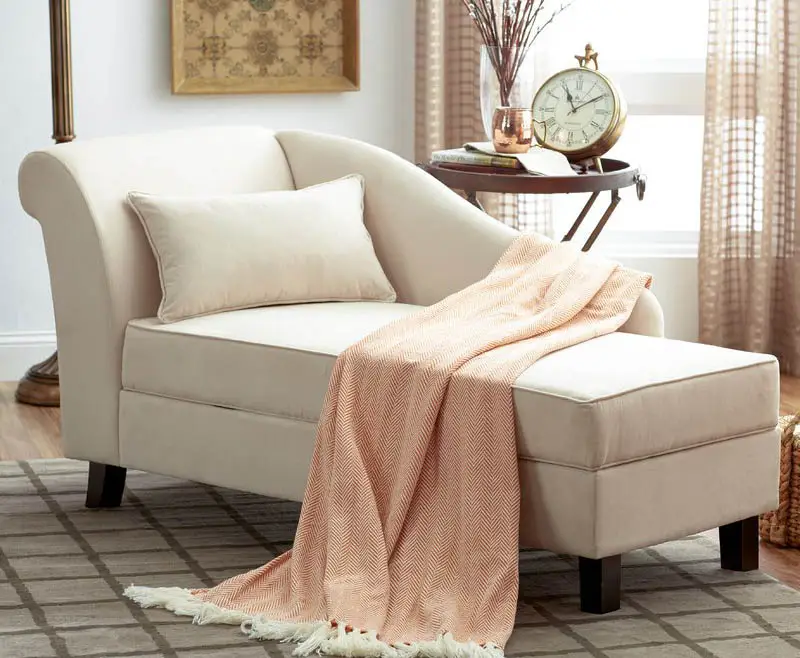 Chaise lounge in off white color with microfiber fabric