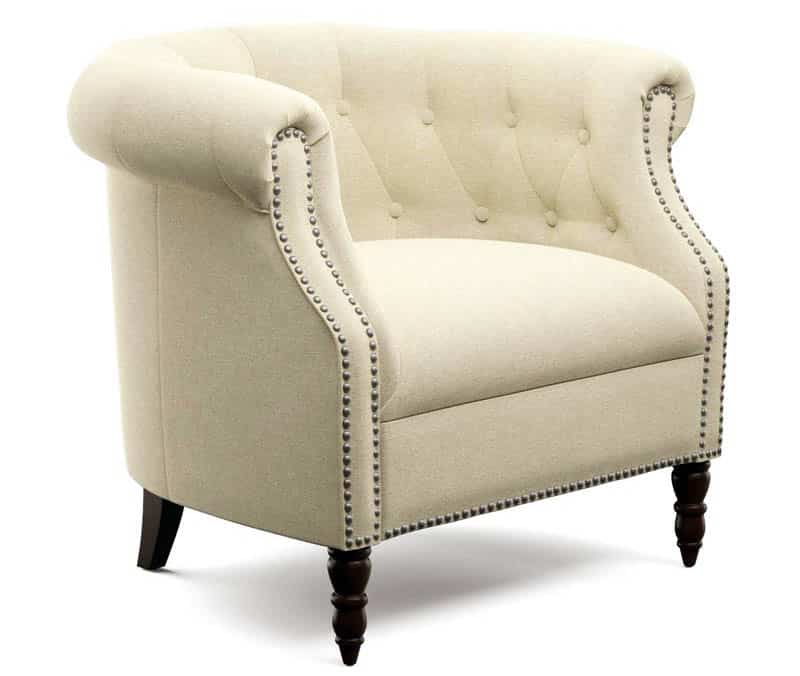 Chesterfield chair with rolled arms and tufted back
