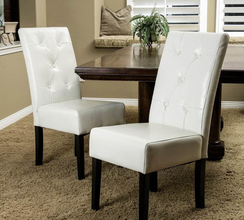 Contemporary dining chair with faux leather