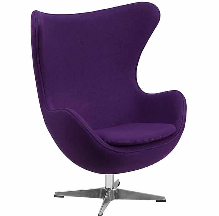 Egg chair with purple fabric
