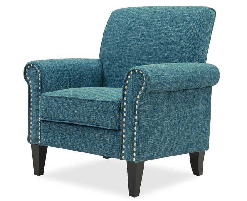 English rolled arm chair in peacock blue