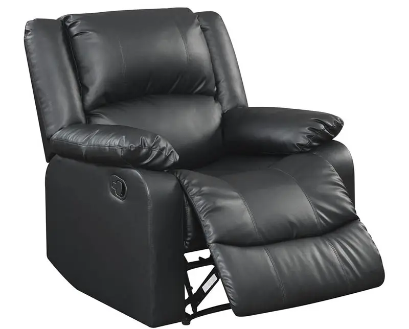 Manual recliner chair with black faux leather
