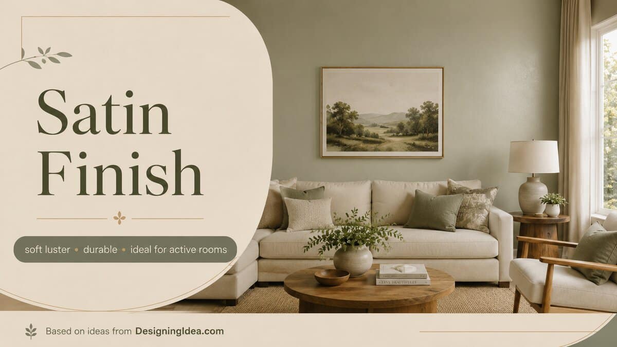 Satin finish walls with gentle luster in a linen sectional living room