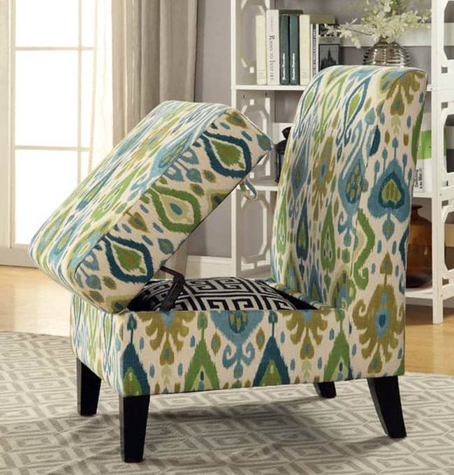 Storage chair with compartment for pillows and blanket throws