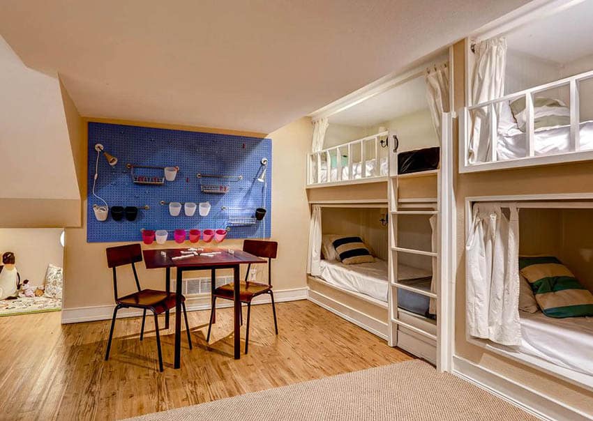 Attic kids bedroom with bunk beds