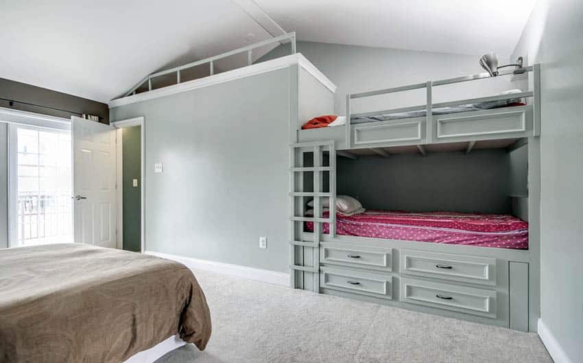 Bedroom with built in bunk beds with loft bed