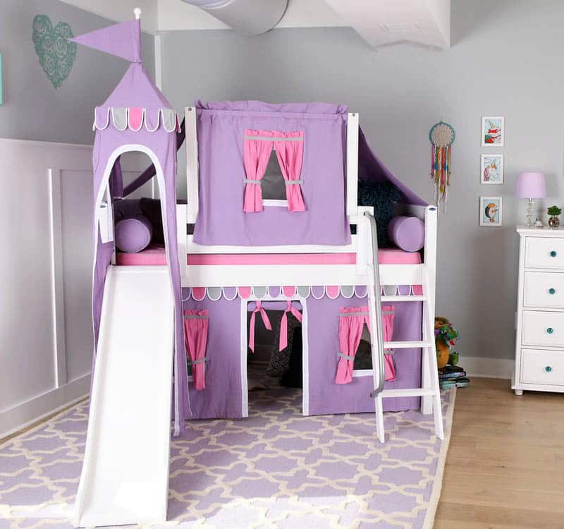Bunk bed with slide princess castle