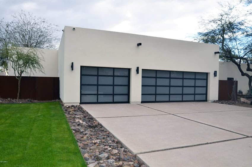 Driveway made of concrete at modern house