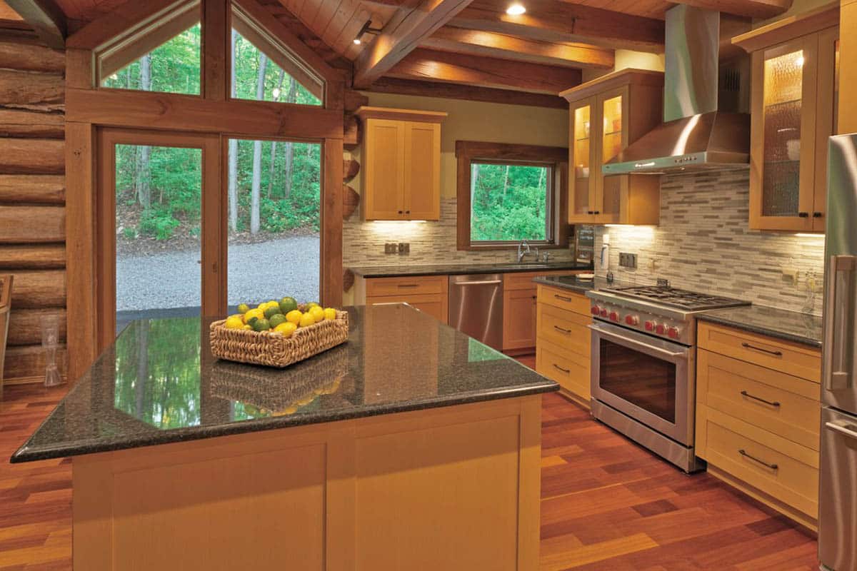 A frame log kitchen