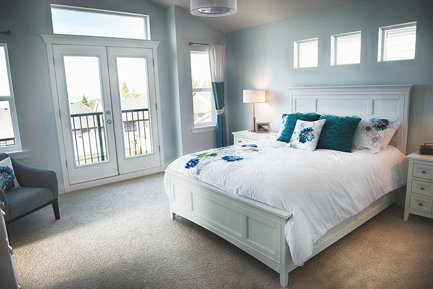 Bedroom with decorative pillows