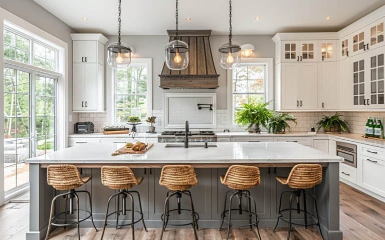 White Kitchen with Gray Island (15 Design Ideas)