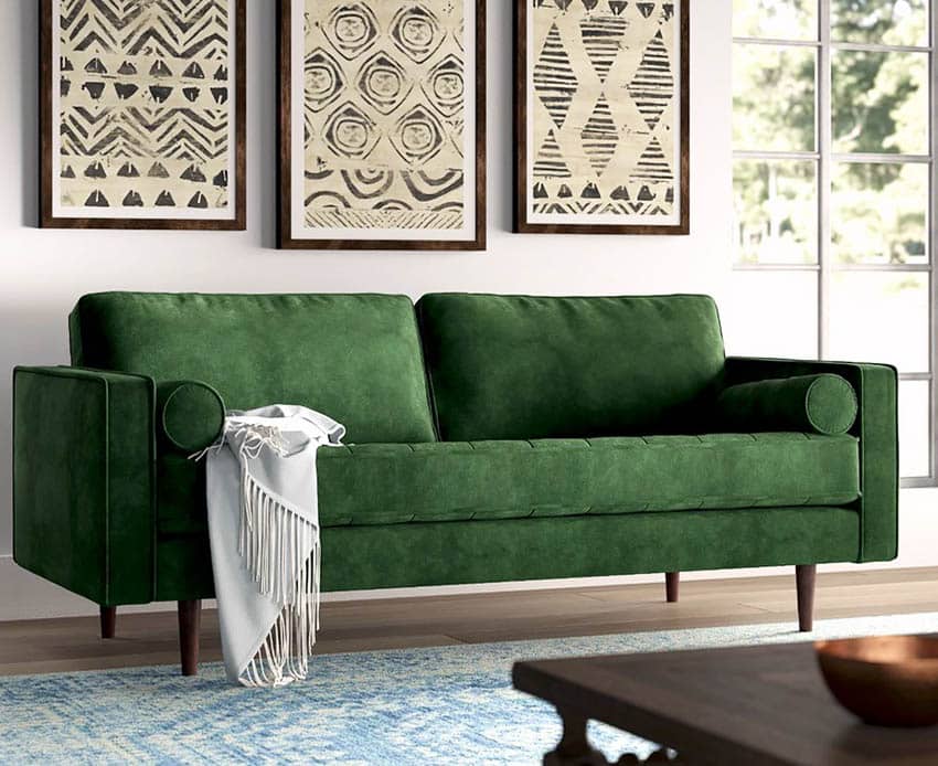 Boho chic green couch