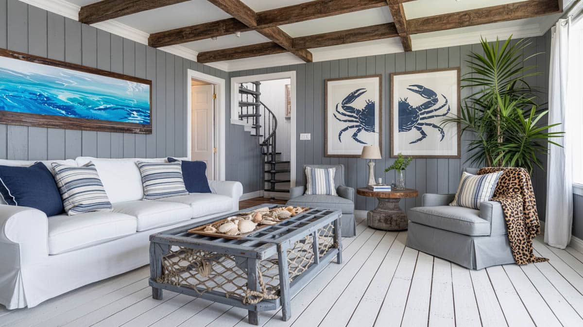 Going for a more casual & rustic look, this living