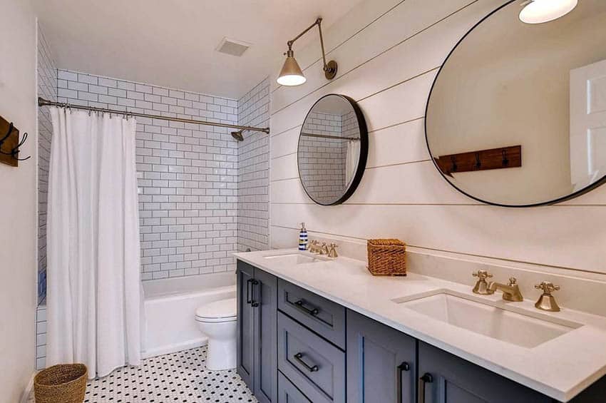 Shiplap Wall Behind Bathroom Vanity