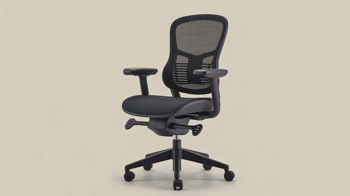 Black mesh ergonomic office chair with adjustable arms