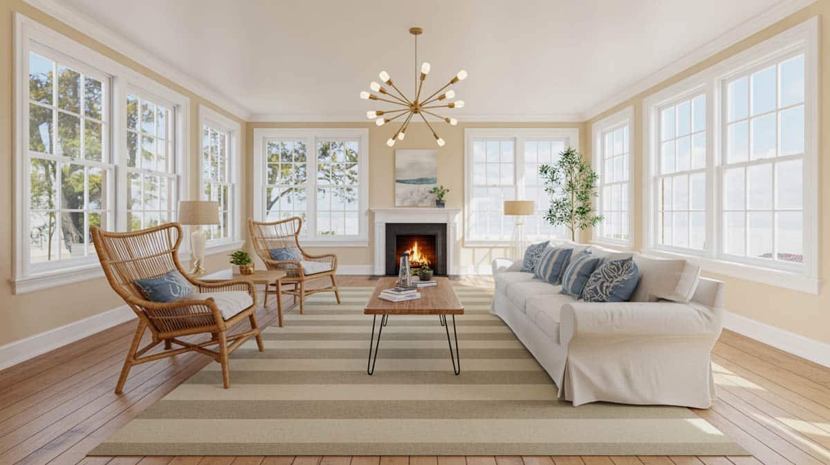 A more rugged, shabby chic feel is achieved in this