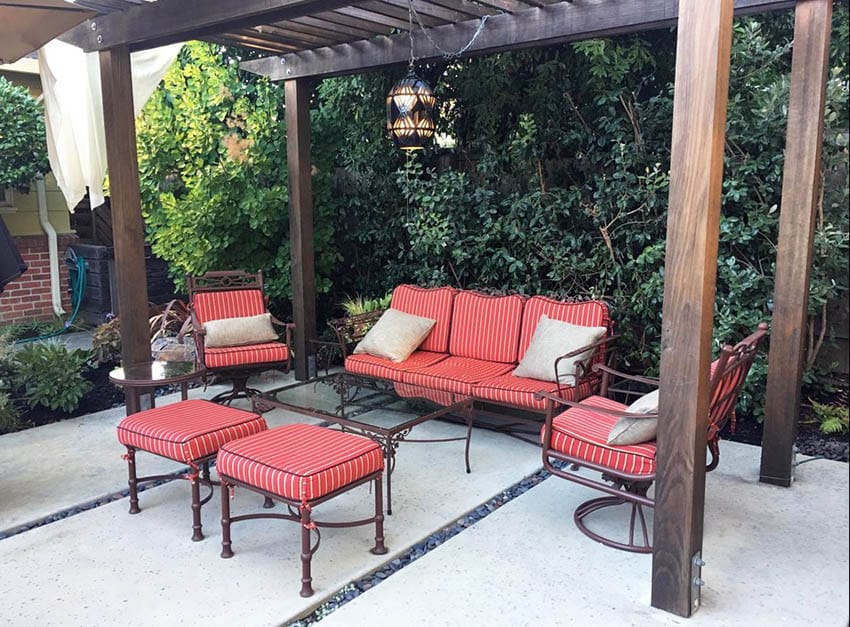 Salt finish concrete patio with pergola