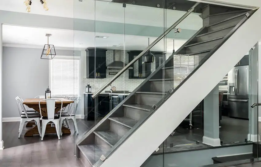 Staircase with glass partitions