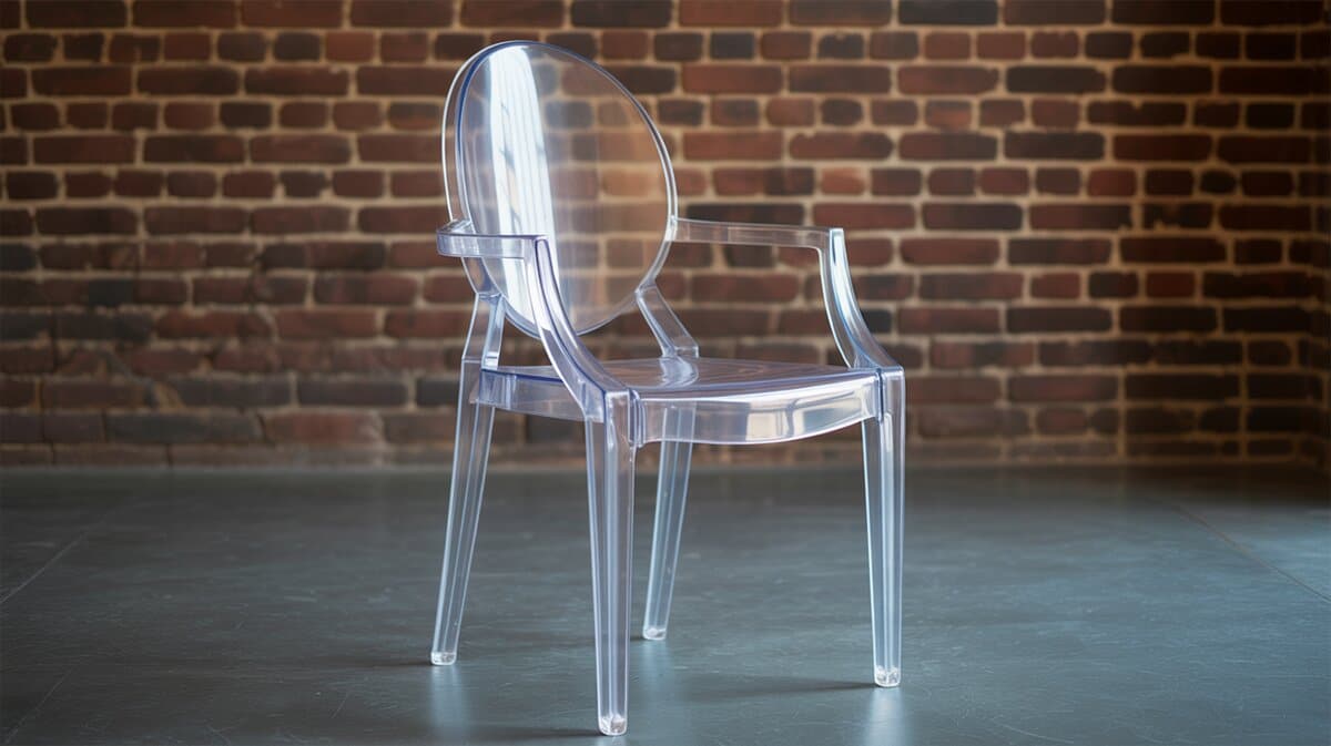 Transparent acrylic ghost chair with clear oval back
