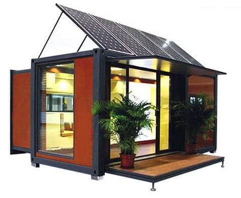 Expandable shipping container house with small deck