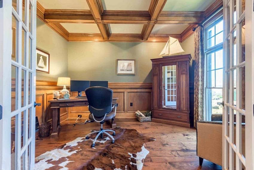 Office with wood wainscoting