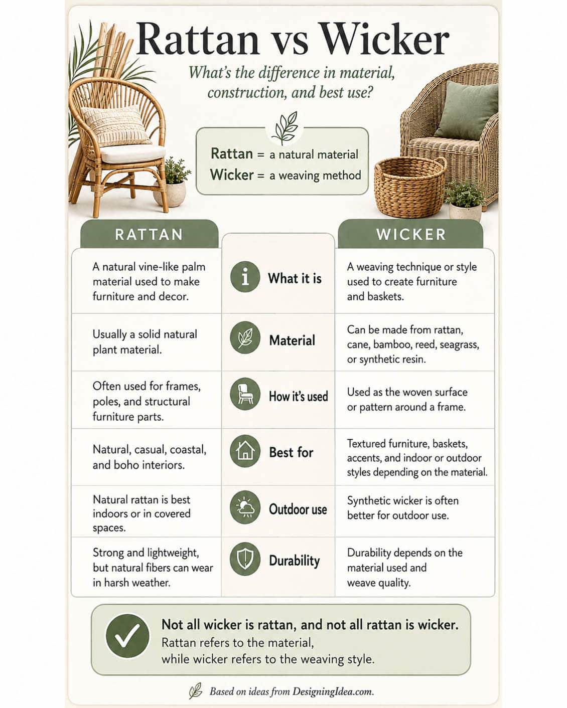 Rattan vs wicker infographic