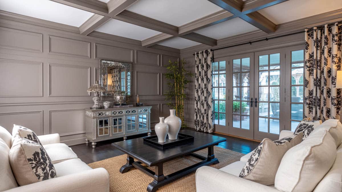 The warm yellow undertone of the wall color helps tone down the