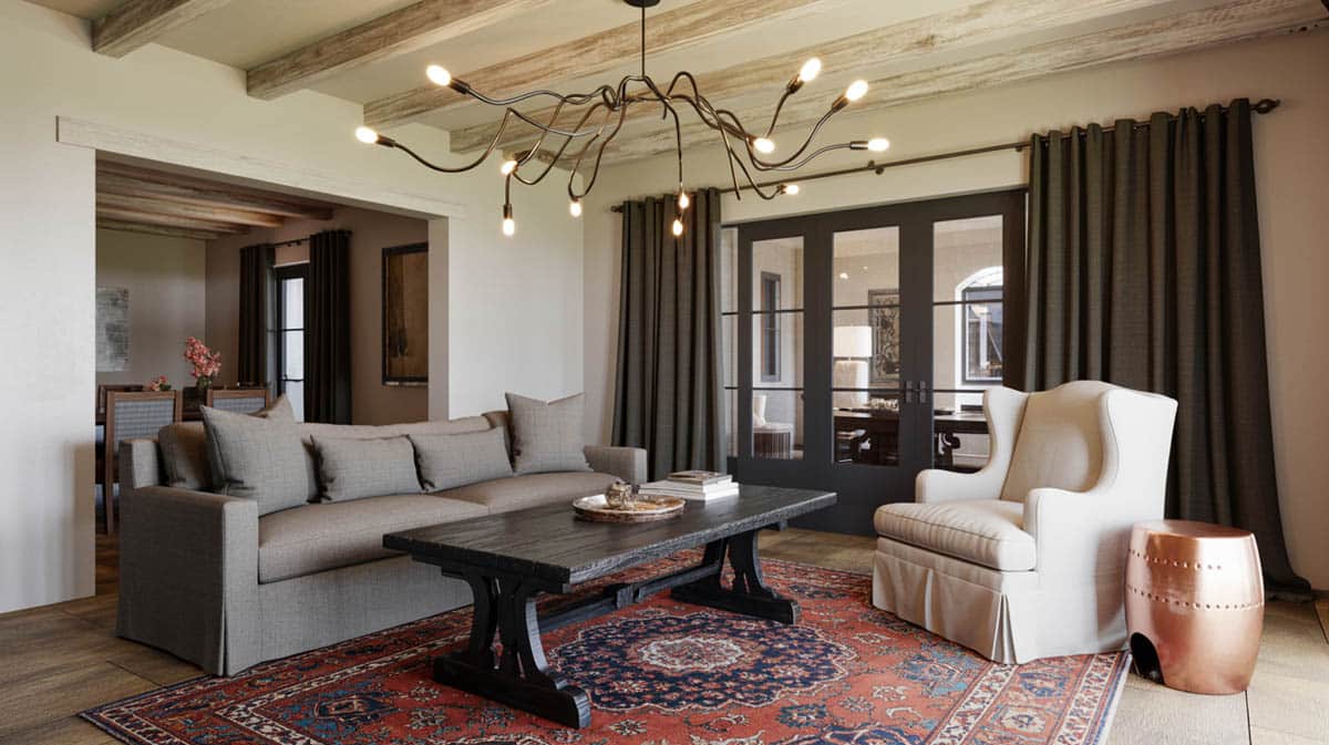 This room uses a simple combination of a light-cream painted wall,
