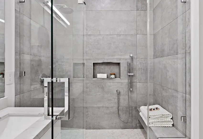 Shower with sitting bench