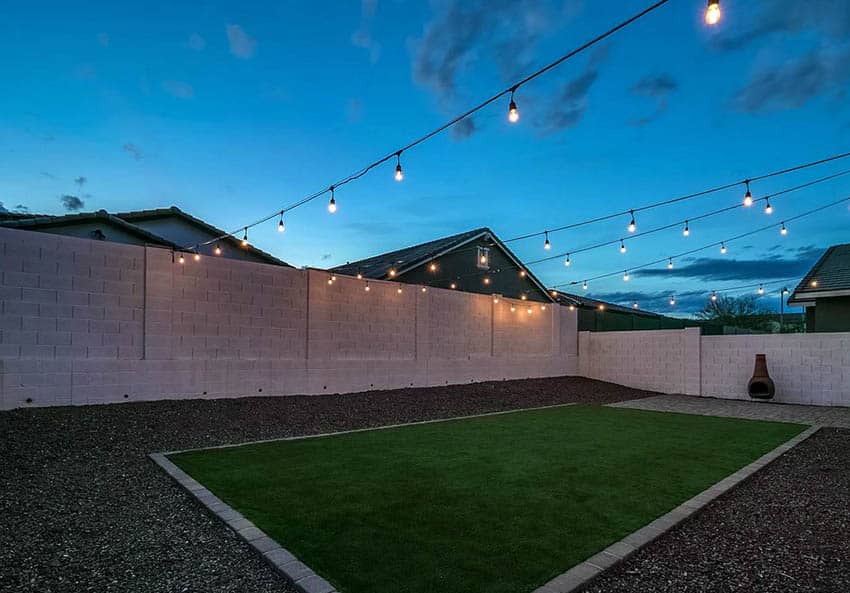 Backyard with string lights