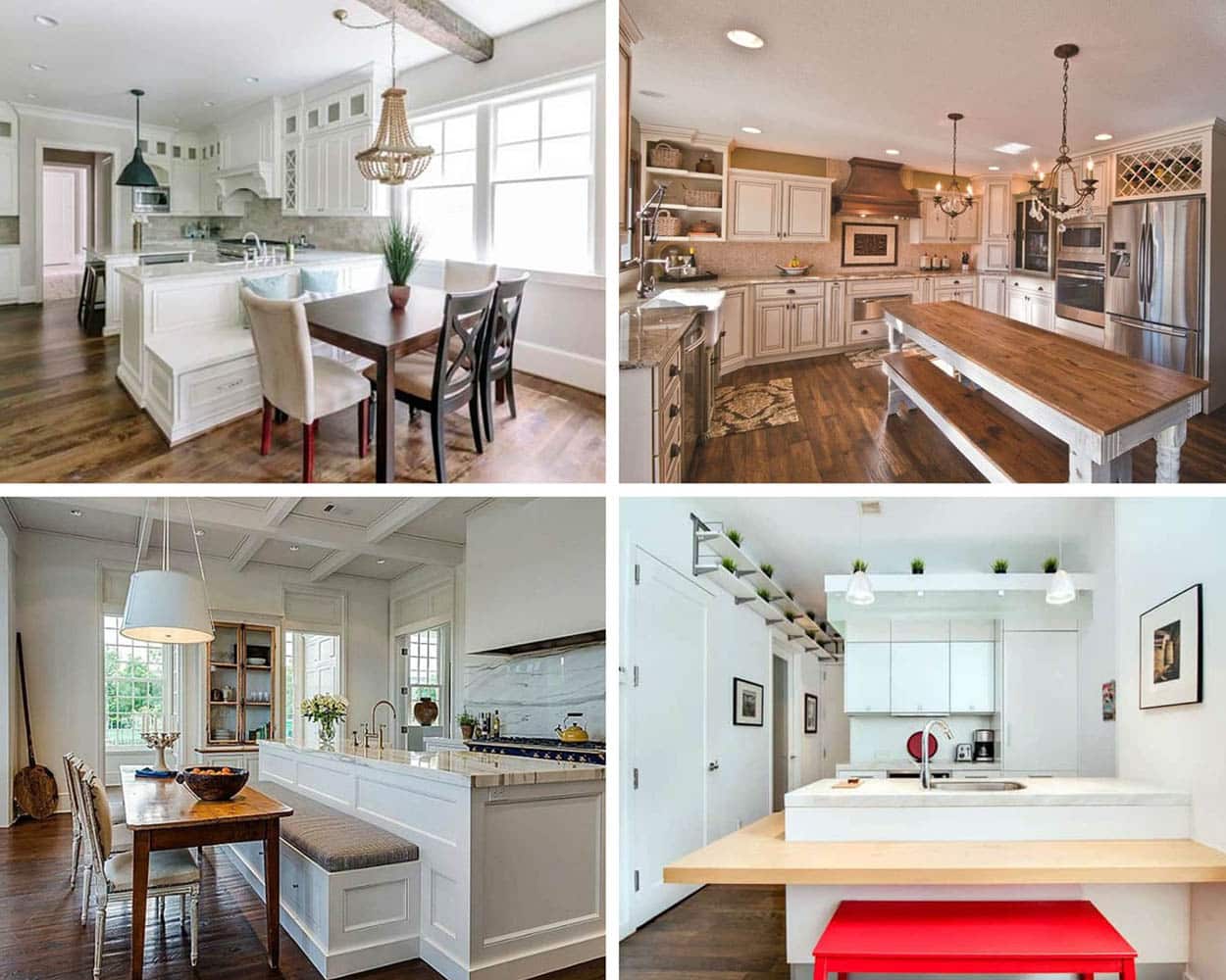 Kitchen islands with bench seating