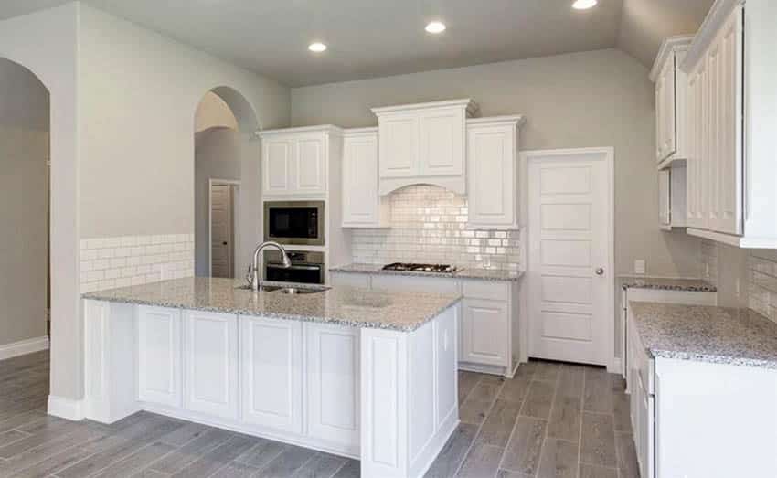 Kitchen with wood style ceramic flooring