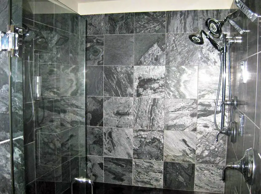 Shower with slate tiles