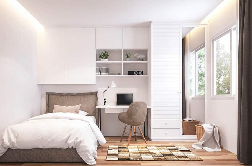 Small bedroom with built-in storage