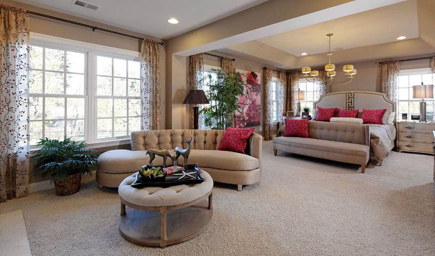 Romantic styled room with loveseat chaise lounge and accent colors