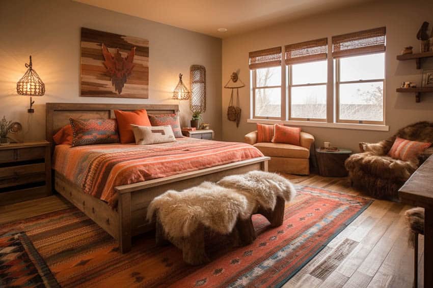 Bedroom with southwestern decor