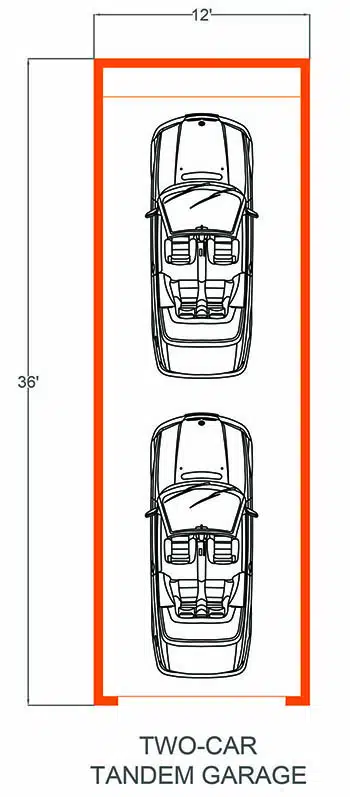 2 car tandem garage size