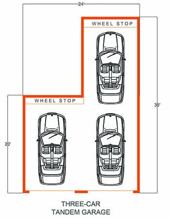 Size for 3 car double-depth garage