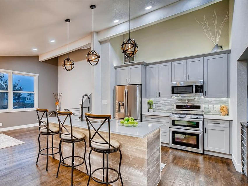 Kitchen with knock down ceiling texture