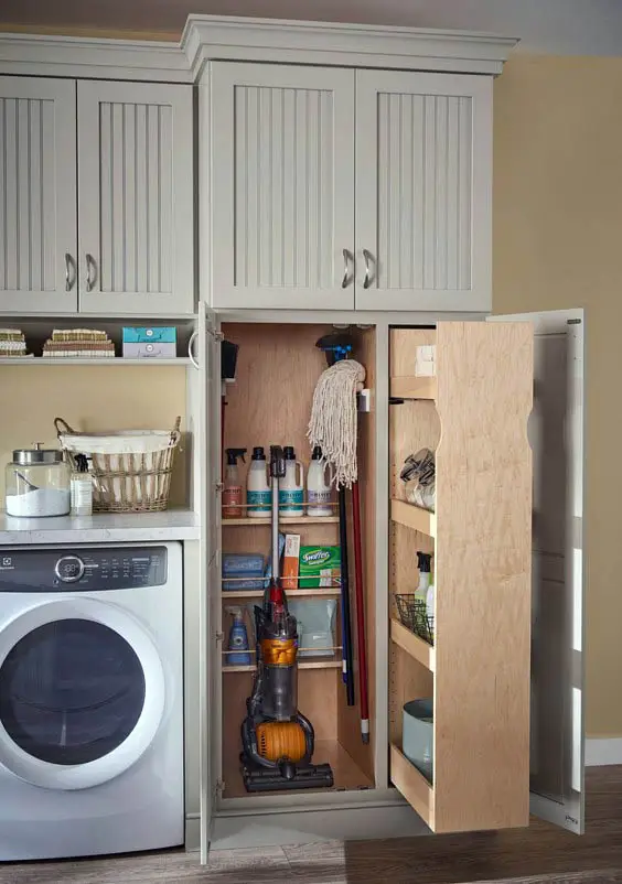 Built in storage with pull out shelving