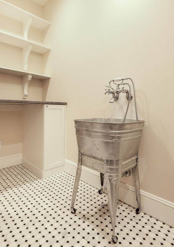 Laundry room with old fashioned wash tub and sink