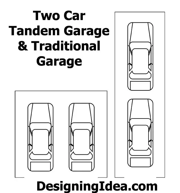 Two car tandem garage and traditional garage