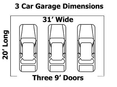 Dimension of a three-car carport